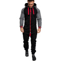 2021 Oversized  Autumn New Large Size Stitching Hooded Pocket Design Zipper Fashion Men's Jumpsuit